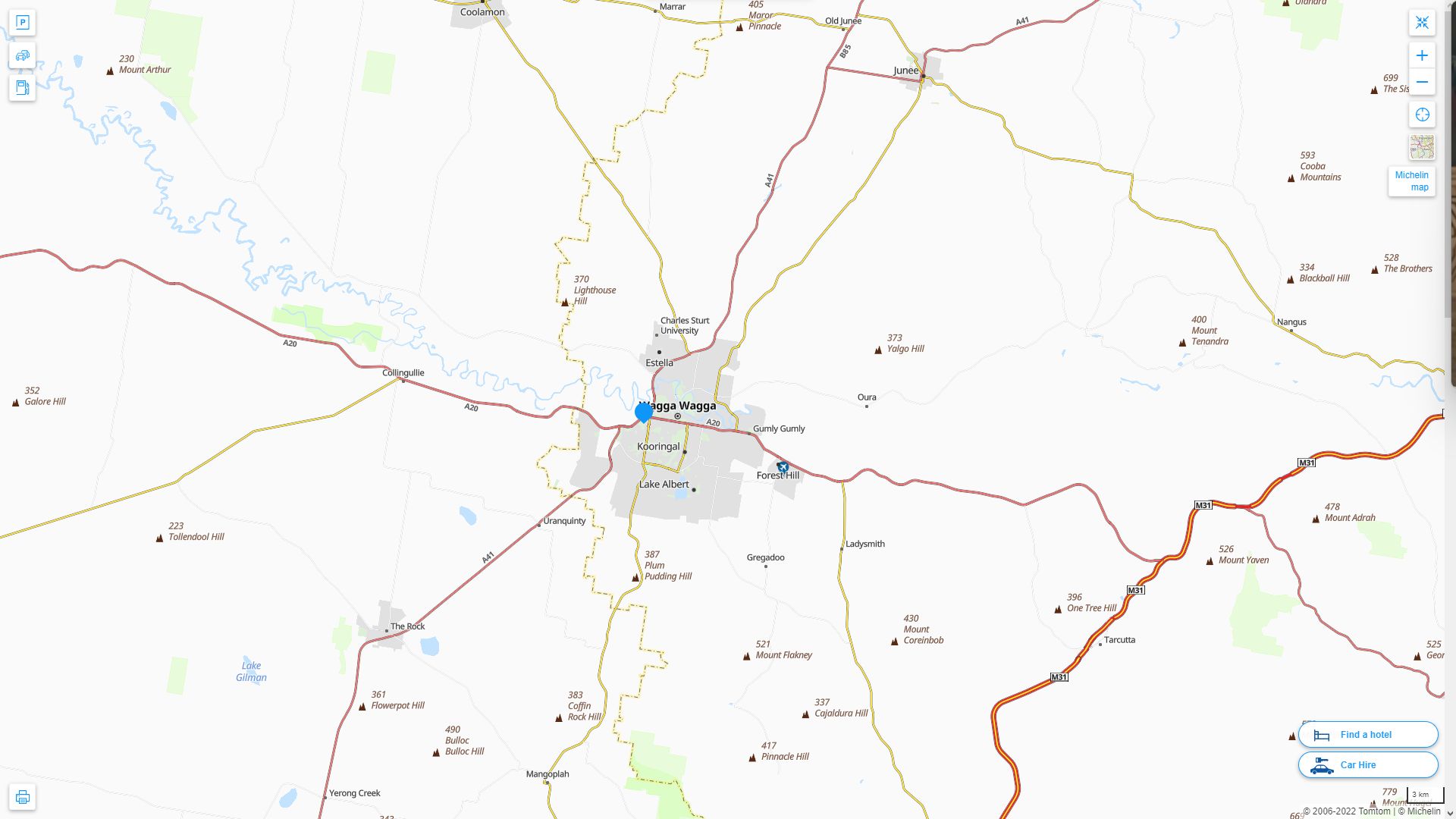 Wagga Wagga Highway and Road Map